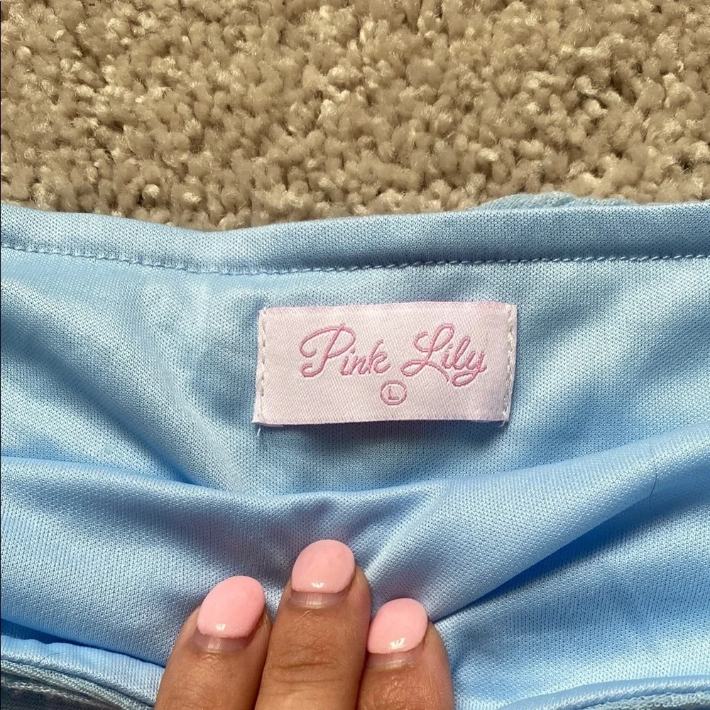 Pink Lily Blue Textured Women's Top
